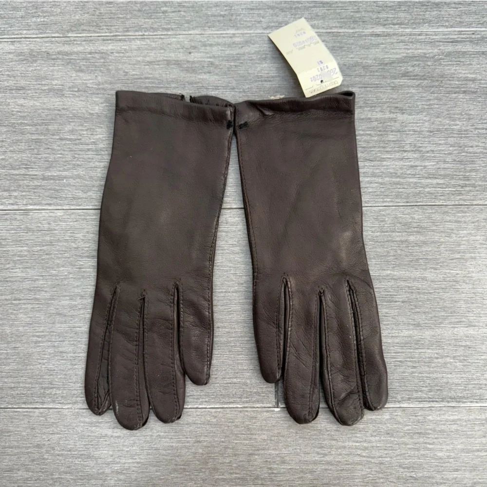 NWT Vintage Dead Stock Bloomingdale's Genuine Leather Gloves Chocolate Brown XS